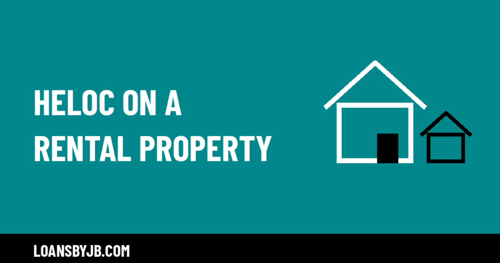 HELOC on a rental property: house icon with a second unit, titled HELOC on a Rental Property