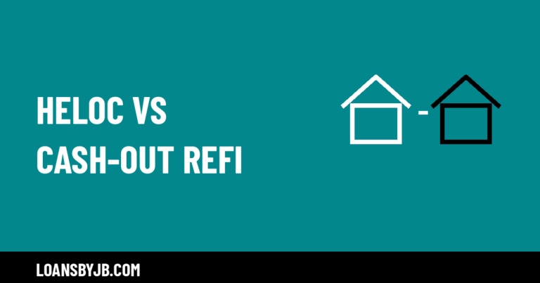 HELOC vs cash-out refinance comparison: two house icons with the title HELOC vs Cash-Out Refi